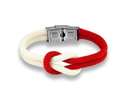 Armband mit Kreuzknoten rot und weiß